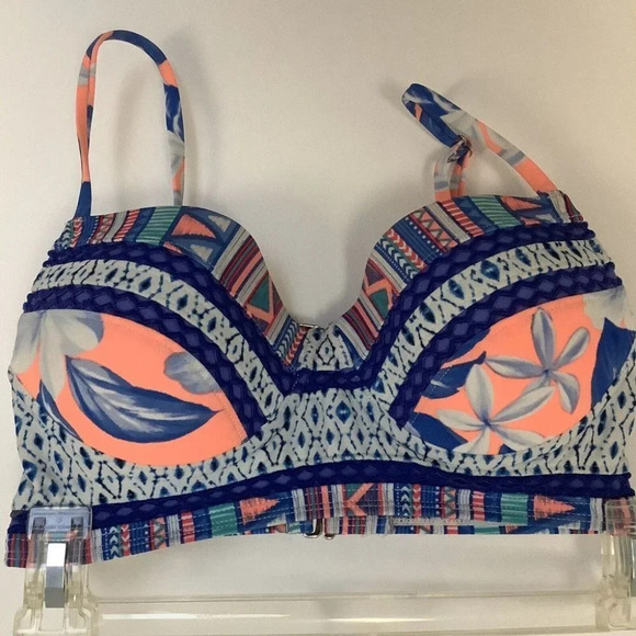 OP Multi-Color Padded Spaghetti Strap Bikini Swim Top Junior's Size Small - Picture 3 of 6